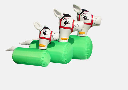 Inflatable Pony Hops Come in 3 Sizes.  Small, Medium & Large.  Suitable for use on Inflatable Derby, or used with racing cones.  Bouncy Fun, will provide Hours of Fun and Sillyness.  Rent a herd of Ponies for your next Party.  Rent in Chicago, Suburbs in Illinois. Cute & Jumpy Entertainment for your Cowboys & Cowgirls